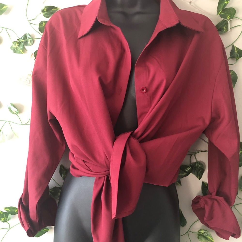 Burgundy button up blouse